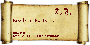 Kozár Norbert névjegykártya